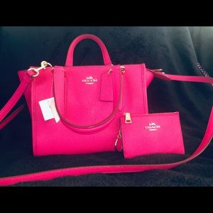 COACH Crosby Pebble Leather Carryall Ruby